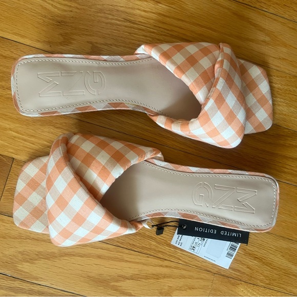 NWT Mango Heel gingham Vichy sandals - Picture 9 of 12